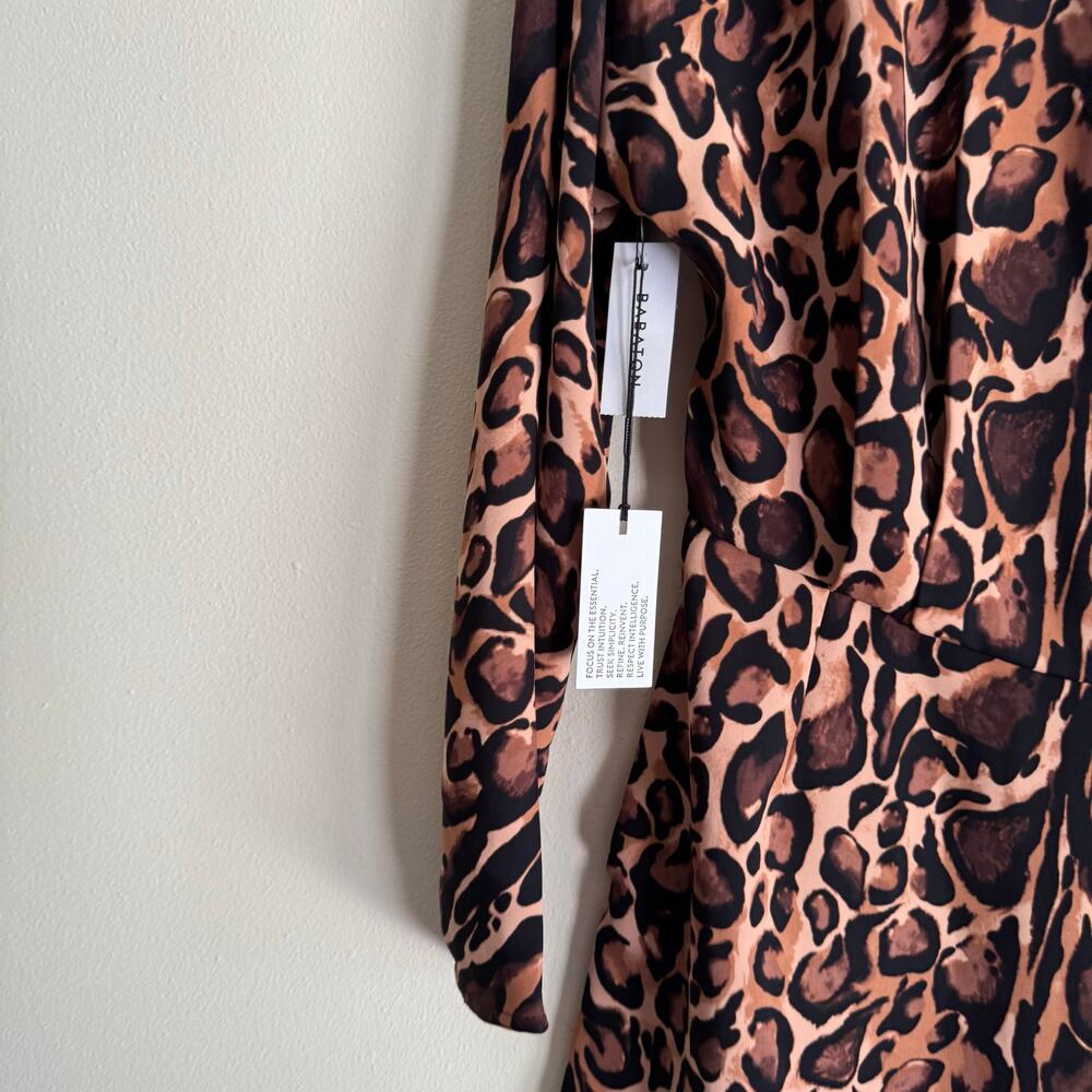 Babaton Black + Brown Samson Cheetah Animal Print Mini Shift Dress Size 4 NWT - Picture 3 of 11